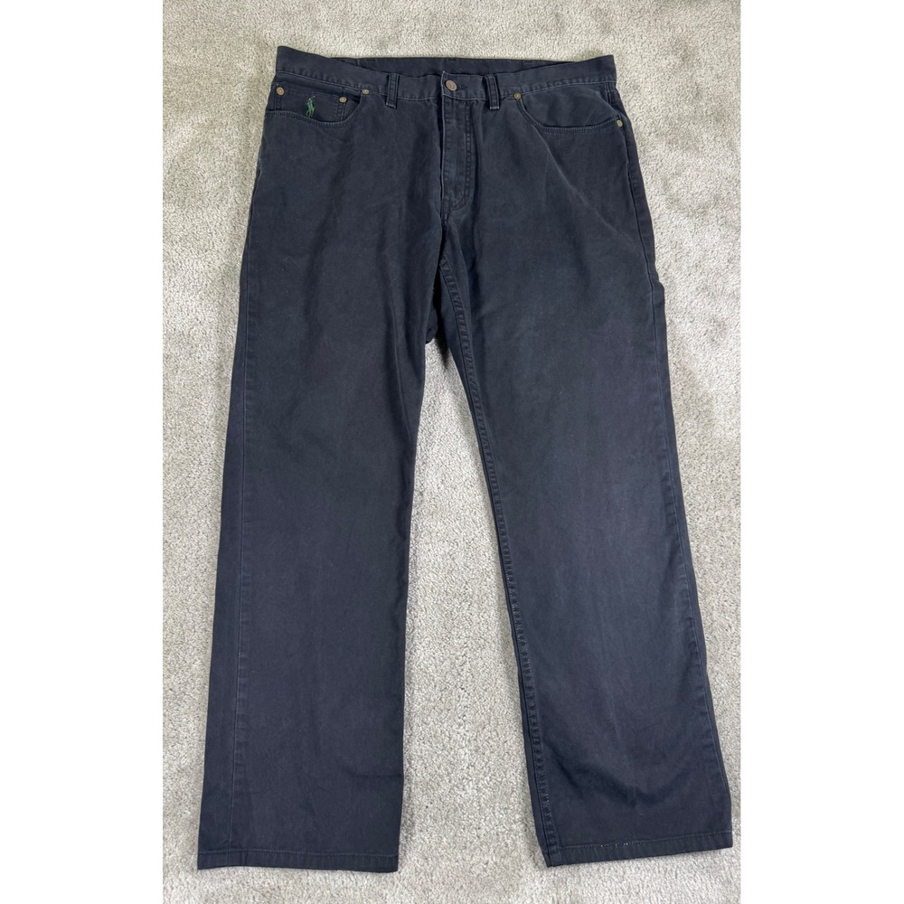 Polo Ralph Lauren 650 Straight Leg Dungarees Black Cotton Pants Mens 38x32